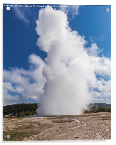 Old Faithful in Yellowstone Park Acrylic by colin chalkley