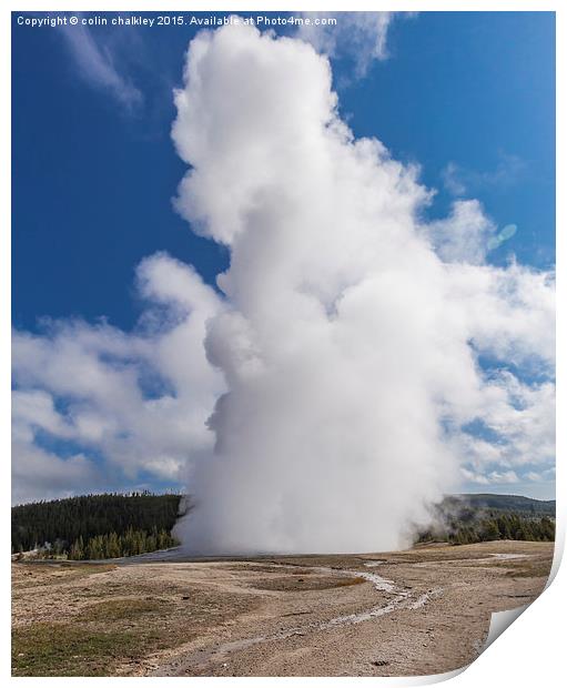Old Faithful in Yellowstone Park Print by colin chalkley