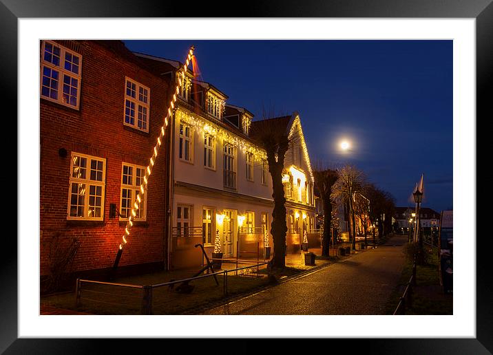 Blue hour at Tonning harbour Framed Mounted Print by Thomas Schaeffer