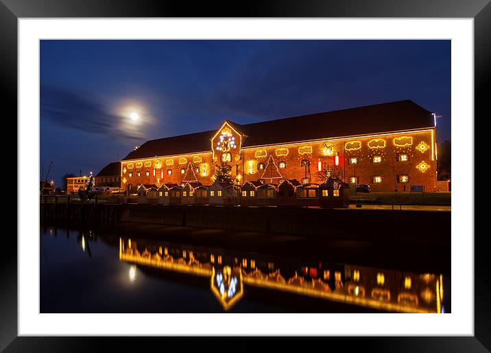 Tonning harbour blue hour Framed Mounted Print by Thomas Schaeffer