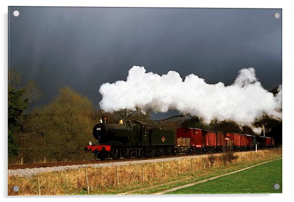 Goods train running ahead of a snowstorm  Acrylic by Ian Duffield