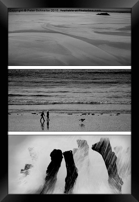  St Malo B&W tryptic Framed Print by Peter Schneiter