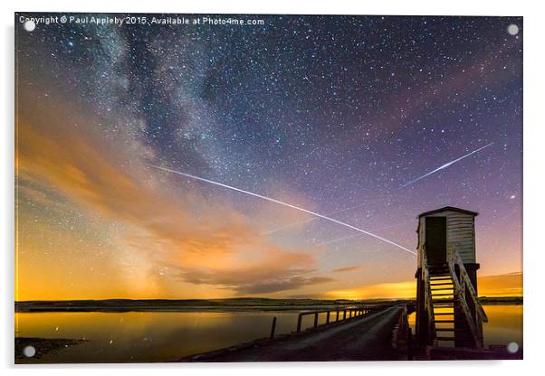  ISS Passing over Lindisfarne Causeway Acrylic by Paul Appleby