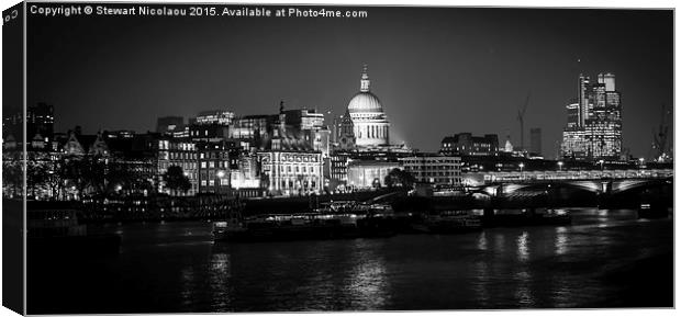 London St Pauls Cathedral By Night Canvas Print by Stewart Nicolaou