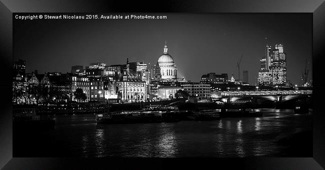 London St Pauls Cathedral By Night Framed Print by Stewart Nicolaou