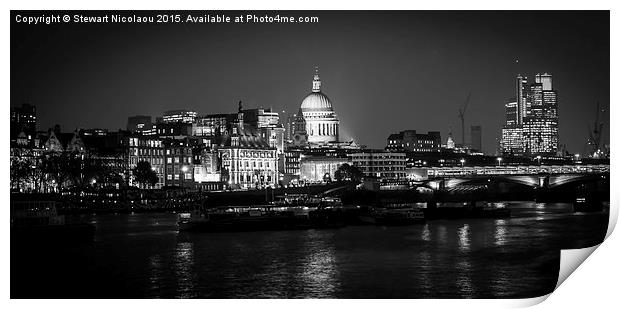 London St Pauls Cathedral By Night Print by Stewart Nicolaou