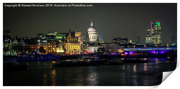  London St Paul's Cathedral By Night Print by Stewart Nicolaou