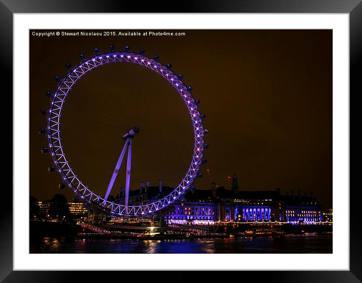  London Eye By Night Framed Mounted Print by Stewart Nicolaou
