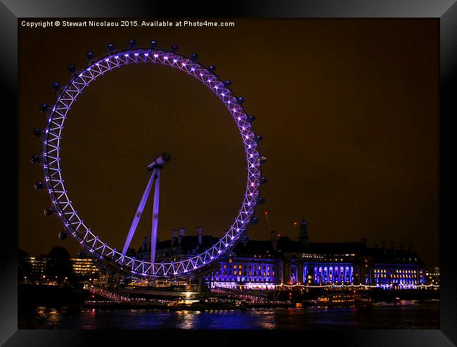  London Eye By Night Framed Print by Stewart Nicolaou