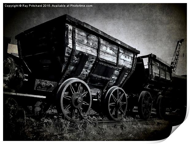 Vintage Coal Wagons Print by Ray Pritchard
