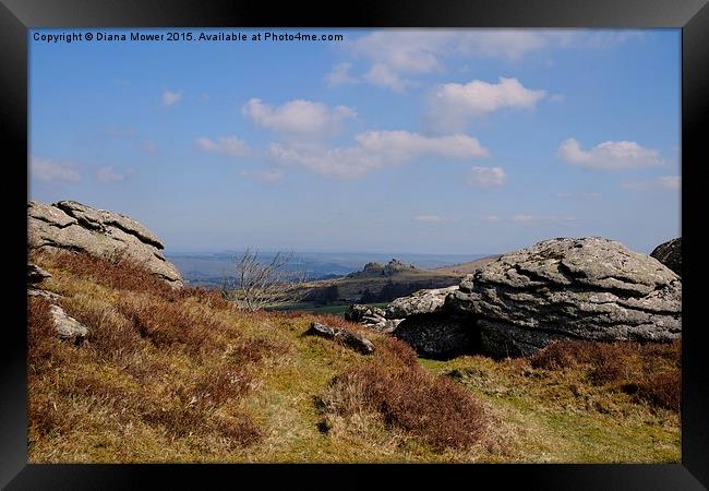  Hound Tor From Honeybag Tor Framed Print by Diana Mower