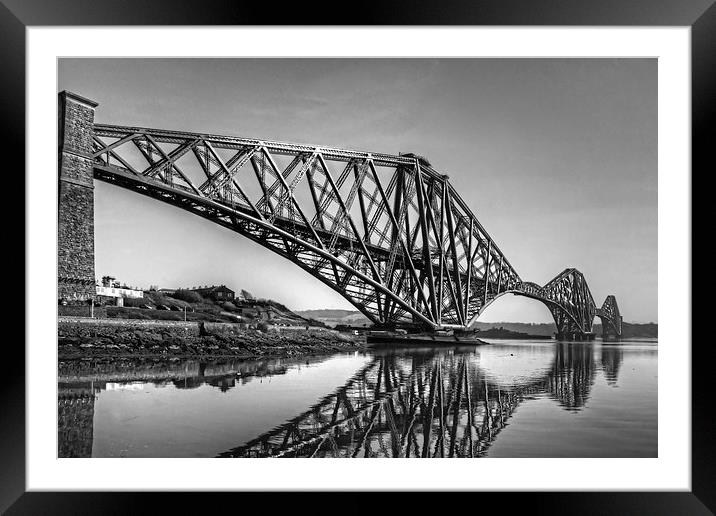 North Queensferry Reflections - B&W Framed Mounted Print by Tom Gomez