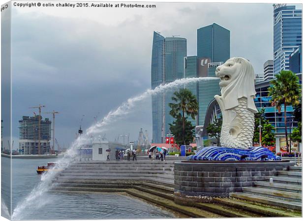  The Merlion of Singapore City Canvas Print by colin chalkley