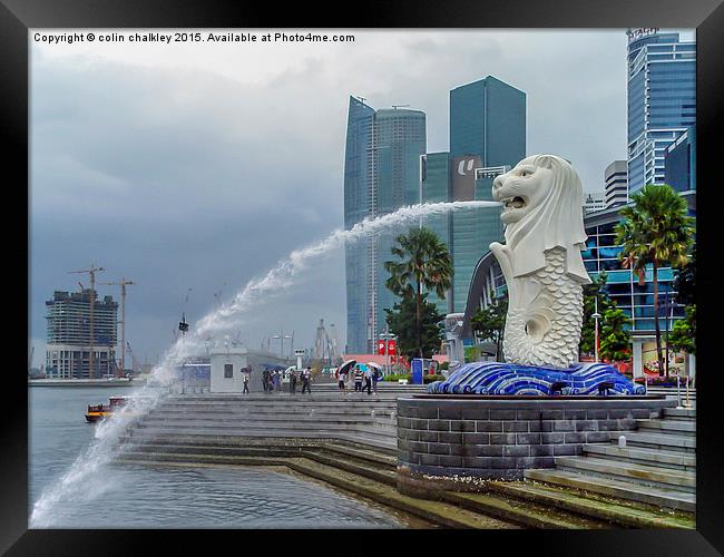  The Merlion of Singapore City Framed Print by colin chalkley
