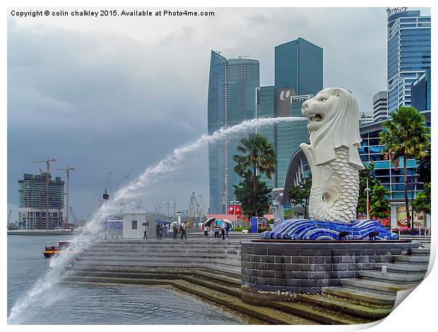  The Merlion of Singapore City Print by colin chalkley