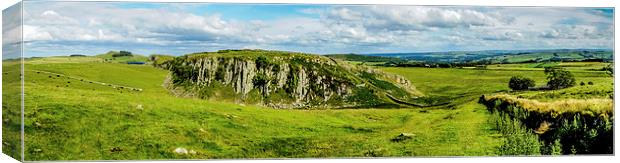 Panorama Of Hadrian's Wall From Steel Rig  Canvas Print by Tanya Hall