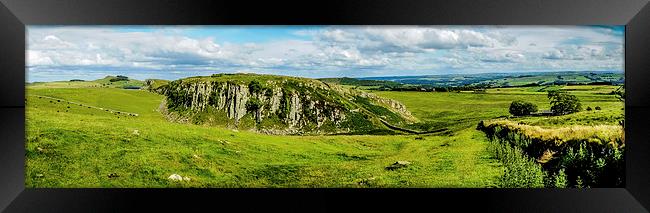 Panorama Of Hadrian's Wall From Steel Rig  Framed Print by Tanya Hall
