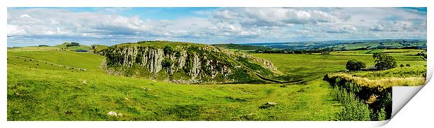 Panorama Of Hadrian's Wall From Steel Rig  Print by Tanya Hall