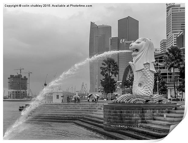 Merlion of Singapore City Print by colin chalkley