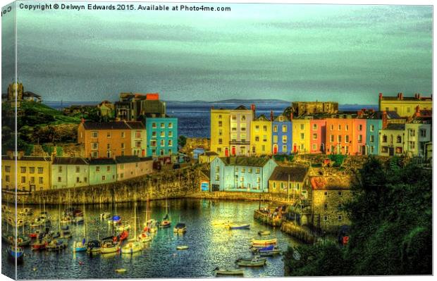  Tenby Harbour at sunset Canvas Print by Delwyn Edwards