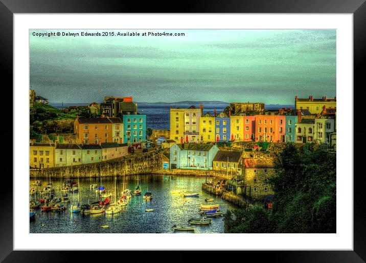  Tenby Harbour at sunset Framed Mounted Print by Delwyn Edwards