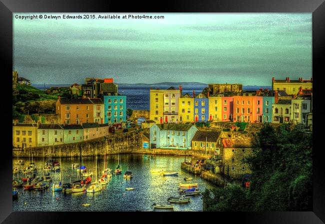  Tenby Harbour at sunset Framed Print by Delwyn Edwards