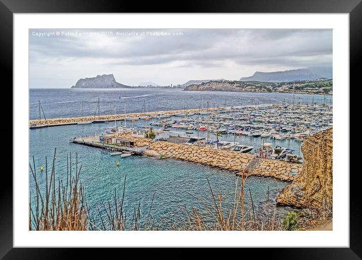 Looking Over To Calpe Rock From Moraira Framed Mounted Print by Peter Farrington