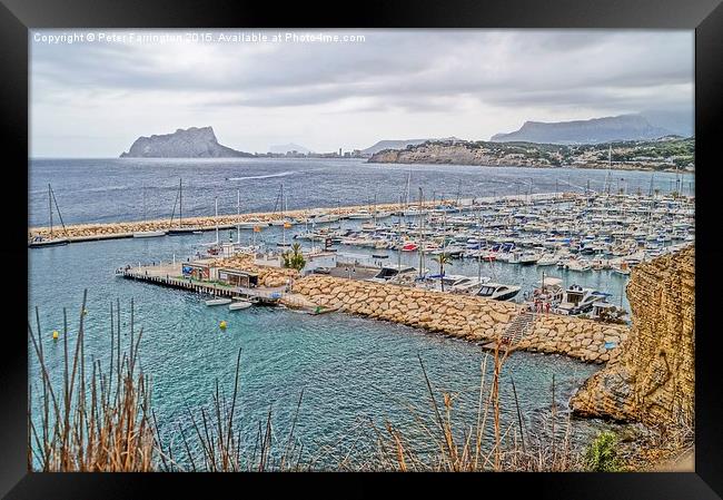 Looking Over To Calpe Rock From Moraira Framed Print by Peter Farrington