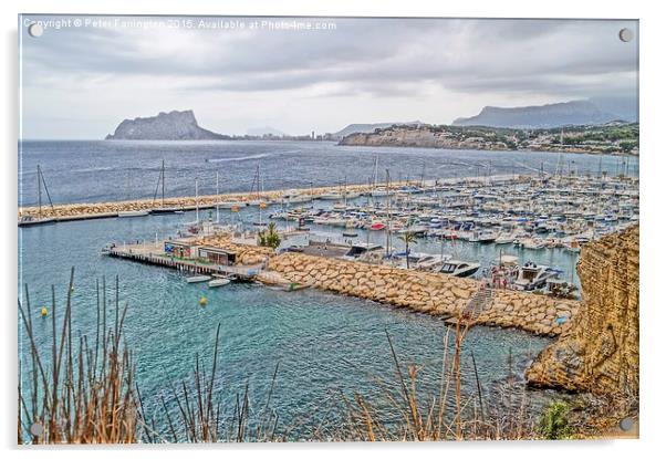 Looking Over To Calpe Rock From Moraira Acrylic by Peter Farrington