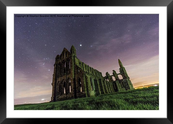  Whitby Abbey at Night Under the Stars Framed Mounted Print by Stephen Beardon