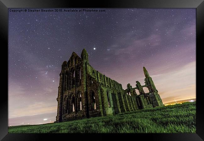  Whitby Abbey at Night Under the Stars Framed Print by Stephen Beardon