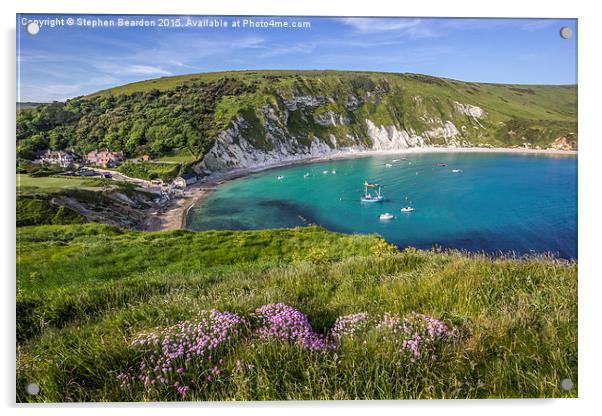  Lulworth Cove in Dorset Summertime Acrylic by Stephen Beardon