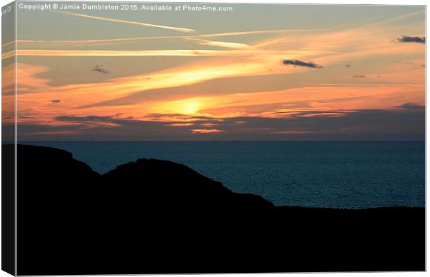  Sunset over Bossiney bay Canvas Print by Jamie Dumbleton