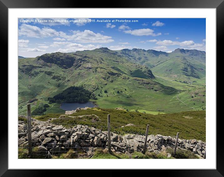 Blea Tarn, and Wrynose Fell from Lingmoor Fell Framed Mounted Print by Louise Heusinkveld
