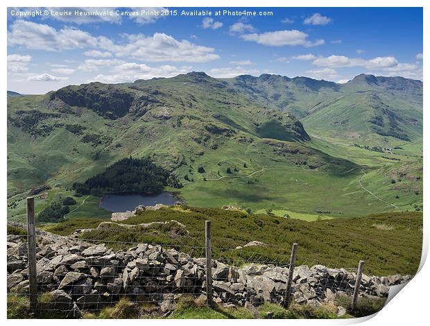 Blea Tarn, and Wrynose Fell from Lingmoor Fell Print by Louise Heusinkveld
