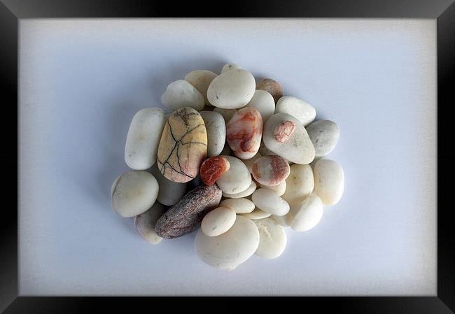  white pebbles Framed Print by Marinela Feier