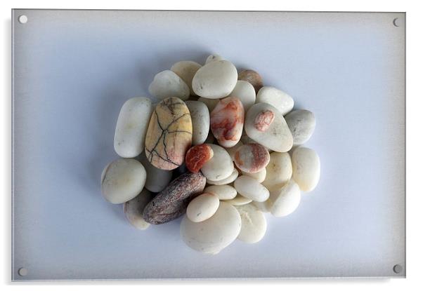  white pebbles Acrylic by Marinela Feier