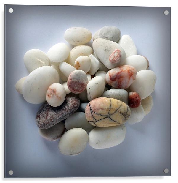  white pebbles 2 Acrylic by Marinela Feier