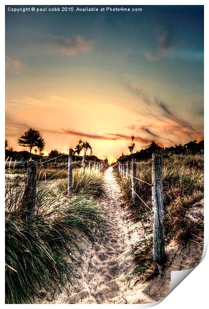  The path to sunset. Print by paul cobb