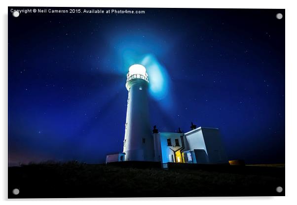  Flamborough Lighthouse Acrylic by Neil Cameron