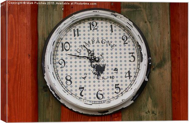 Old Analogue Clock Face With Texture Pattern Canvas Print by Mark Purches