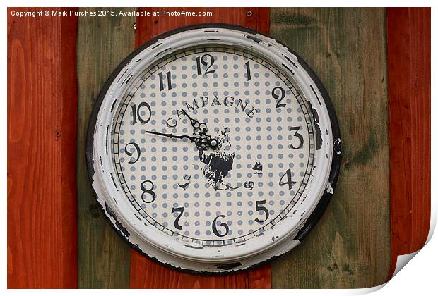 Old Analogue Clock Face With Texture Pattern Print by Mark Purches