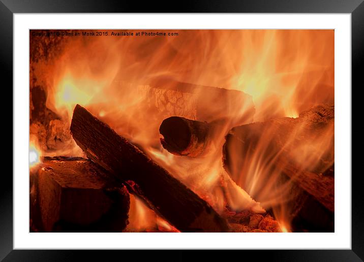 Log Fire Framed Mounted Print by Duncan Monk