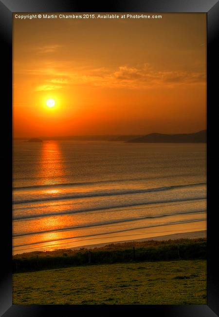  Sunset from Newgale, Pembrokeshire Framed Print by Martin Chambers