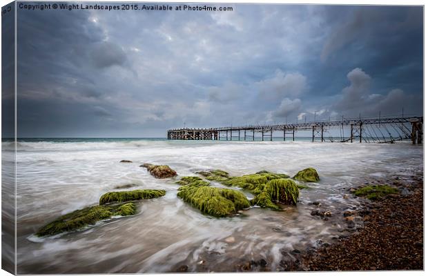  Stormy Totland Pier Canvas Print by Wight Landscapes