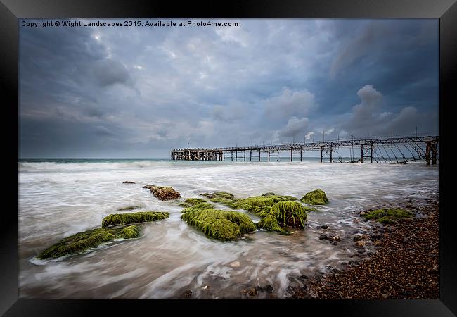  Stormy Totland Pier Framed Print by Wight Landscapes