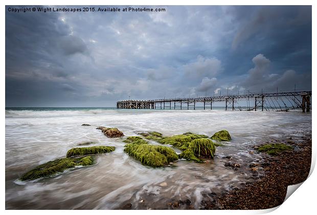  Stormy Totland Pier Print by Wight Landscapes