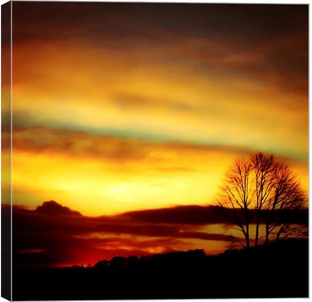 Sunset over the rolling hills of Shropshire Canvas Print by Julian Bound