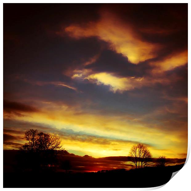  Sunset over the rolling hills of the Shropshire c Print by Julian Bound