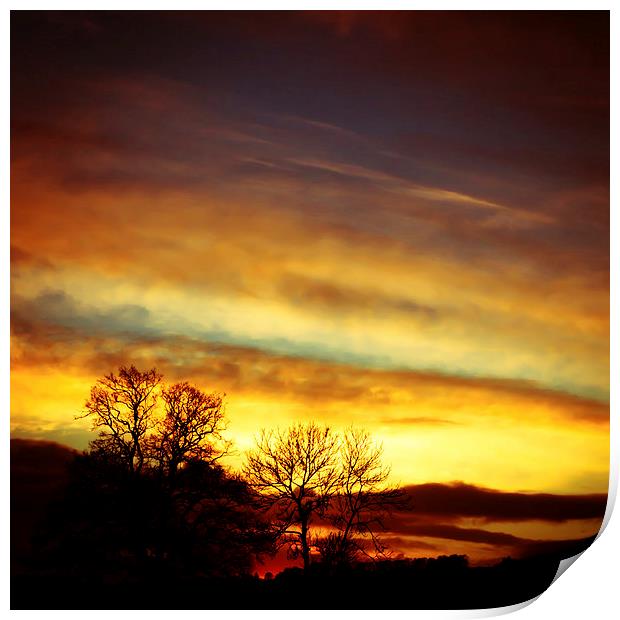  Sunset over the rolling hills of the Shropshire c Print by Julian Bound